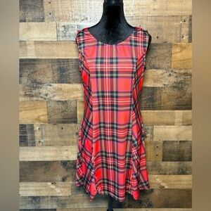 Allegra K Red Black Plaid Holiday Sleeveless Dress Size Large L AB 689